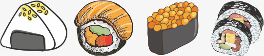 寿司军舰美味的饭团卡通图标图标