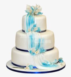 蓝色轻纱点缀型蛋糕素材