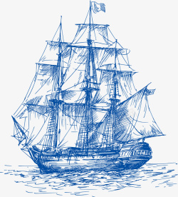 手绘的帆船航行的帆船简笔画矢量图高清图片