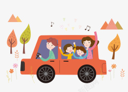 开心温暖幸福一家人开车出去玩高清图片