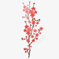 桃树粉红桃花花瓣花朵矢量图素材