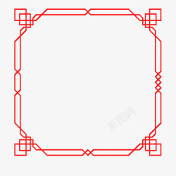 中国风浮雕立体红色正方形边框免素材