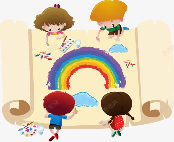 共同绘制一幅画png免抠素材_88icon https://88icon.com 儿童节 六一 画展 矢量素材 绘画比赛