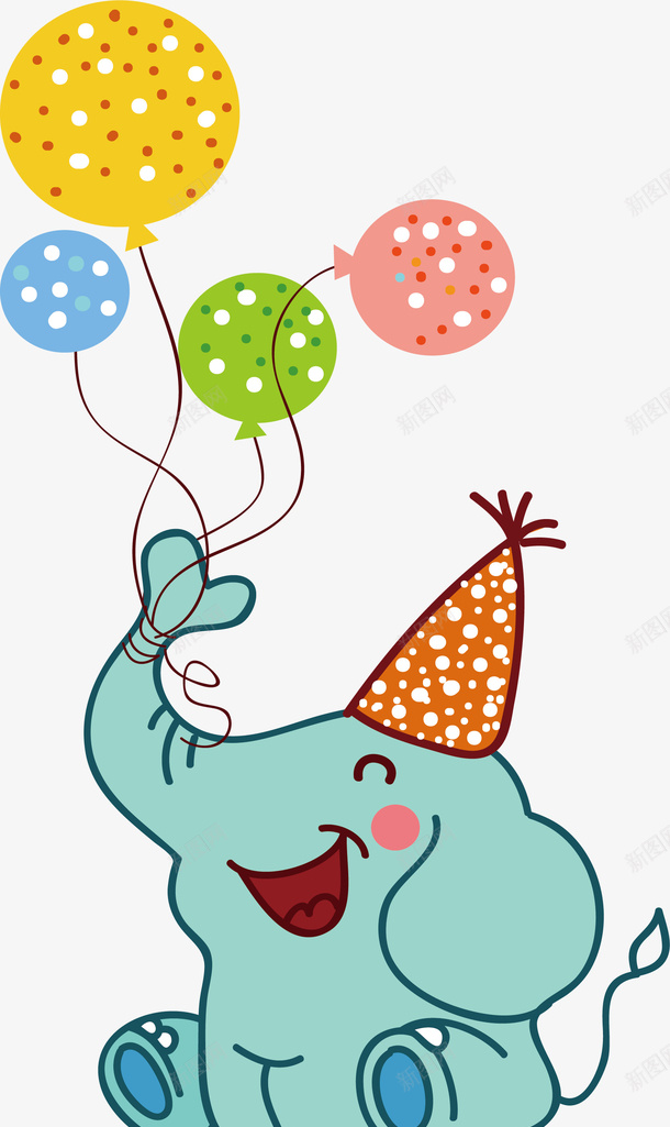 开心过生日的绿色大象矢量图ai免抠素材_88icon https://88icon.com Q版大象 卡通大象 大象 庆祝生日 气球束 矢量png 矢量图 笑口常开 过生日 鼠
