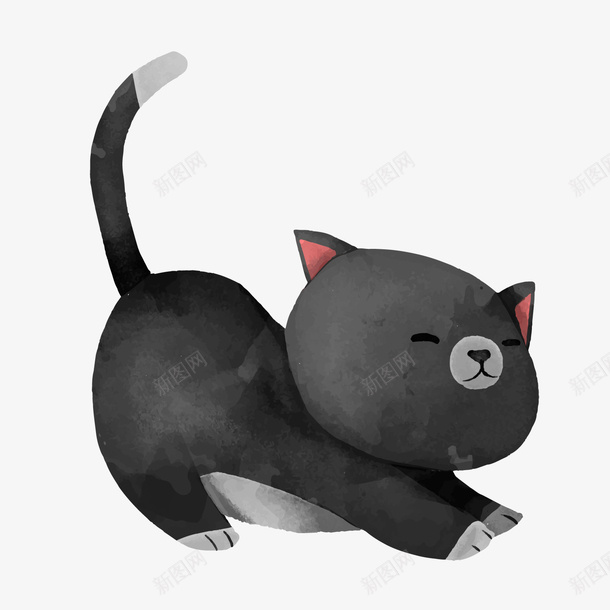 黑色水墨渐变小猫元素png免抠素材_88icon https://88icon.com 卡通插画 可爱 小猫 尾巴 水墨 耳朵 黑色