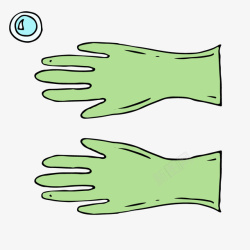 绿色胶皮手套卡通清洁保洁用矢量图素材