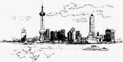 上海天际线上海东方明珠底纹高清图片