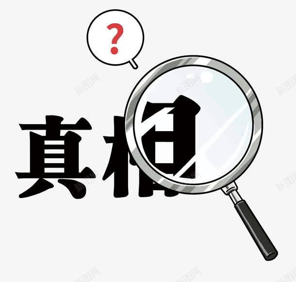 真相png免抠素材_88icon https://88icon.com 侦探 卡通 打问号 放大镜 真相 真相调查 艺术字 问号