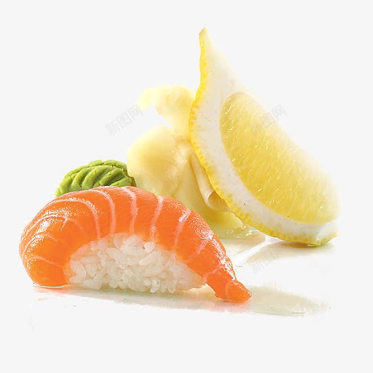 柠檬鱼片寿丝图png免抠素材_88icon https://88icon.com 产品实物 柠檬片 生鱼片 美味寿司 美食