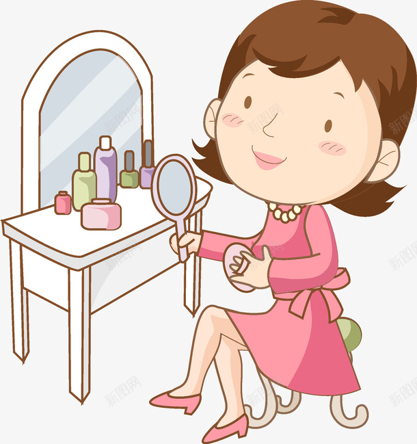 化妆的女人png免抠素材_88icon https://88icon.com 化妆 卡通 女人 女士 女性 手绘 梳妆台 水彩 镜子