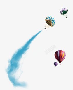 蓝色烟有蓝色烟的降落伞高清图片