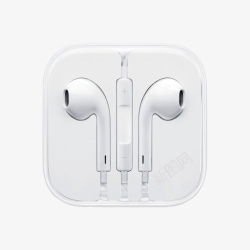 立体字样式实物苹果白色线控耳机高清图片