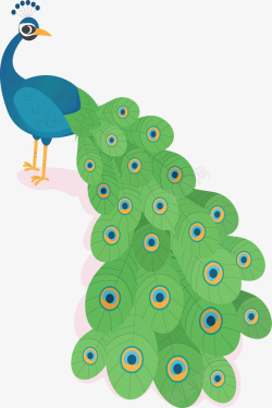 绿色孔雀美丽绿色尾巴孔雀矢量图高清图片