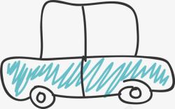 涂鸦小车蓝色手绘线条小车高清图片