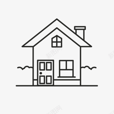 手绘简约房子卡通简约黑白物体插画小清新房子图标图标