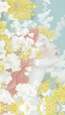 花卉手绘美女H5背景背景