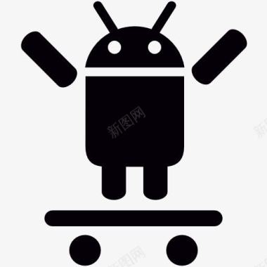 滑冰的圣诞老人Android在滑板两手臂图标图标