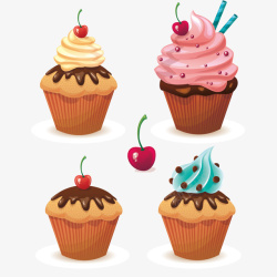甜品宣传单四款美味蛋糕矢量图高清图片