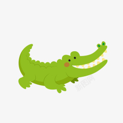 卡通绿色的鳄鱼动物矢量图素材