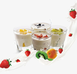 夏季水果促销展板水果酸奶高清图片