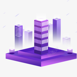 紫色建筑等距建筑城市c4d高楼城市高清图片