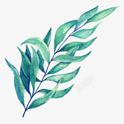 小清新森林手绘水彩绿色树叶高清图片
