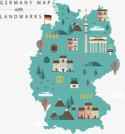 德国地标德国旅游地标地图矢量图高清图片