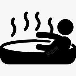 按摩浴缸人享受按摩浴缸的热水浴图标高清图片