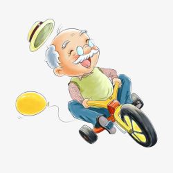 骑车的人PNG老爷爷高兴喝彩的人高清图片