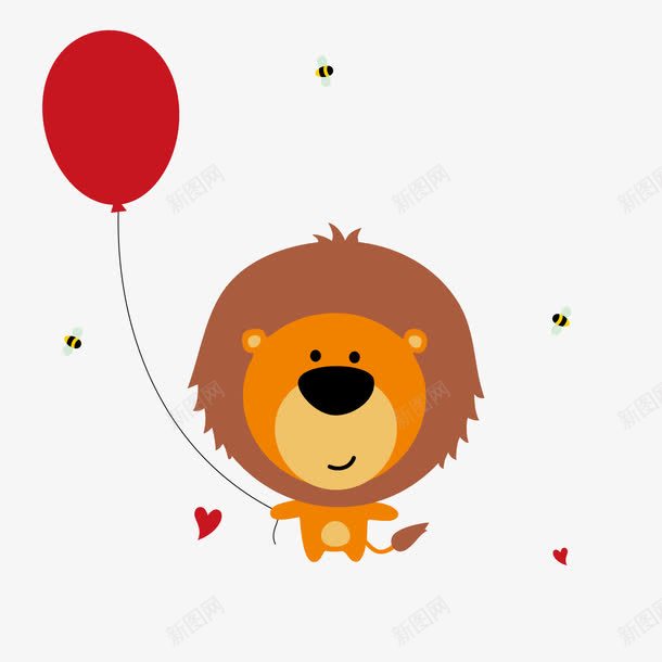 可爱卡通狮子与红色气球png免抠素材_88icon https://88icon.com 卡通动物 卡通狮子 可爱狮子 红色气球 背景装饰