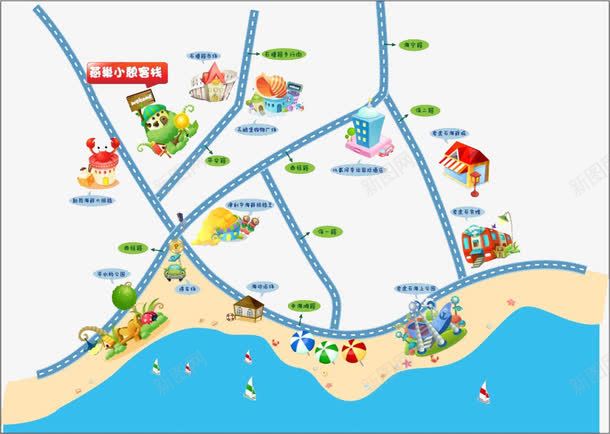 卡通路线地图png免抠素材_88icon https://88icon.com 书写 卡通 可爱 广告设计 建筑 彩色 手绘路线图 文具 游乐园地图 笔记本 色彩 路线