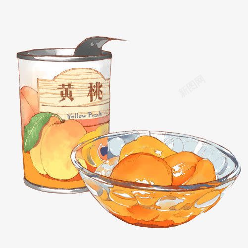 水果罐头手绘画片png免抠素材_88icon https://88icon.com 手绘美食 水果味 罐头 黄桃味