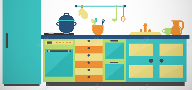 淘宝矢量卡通厨房彩色橱柜饭锅冰箱海报背景jpg设计背景_88icon https://88icon.com 冰箱 卡通 厨房 彩色 橱柜 海报 矢量 背景 饭锅
