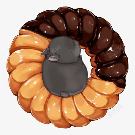 巧克力甜甜圈png免抠素材_88icon https://88icon.com 奶油蛋糕 小兔子 小灰兔 灰色兔子 甜点 零食