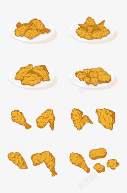 韩国卡通手绘镜子炸鸡食品手绘高清图片