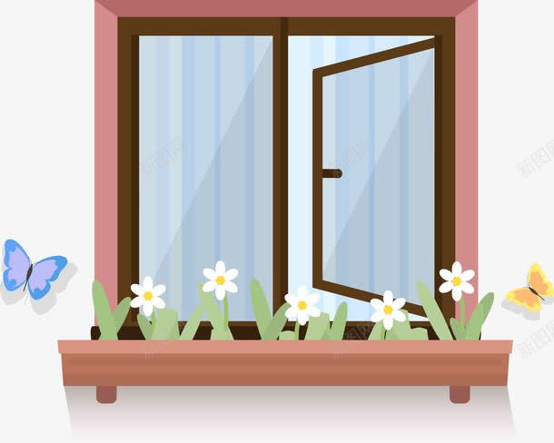 玻璃窗png免抠素材_88icon https://88icon.com 关窗 家居 窗户 蝴蝶 阳台