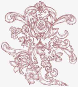 单色复杂花纹欧式手绘素描线条花纹高清图片