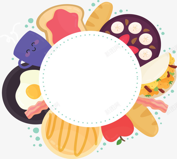 卡通美味食物边框矢量图ai免抠素材_88icon https://88icon.com 卡通美食 矢量png 美味食物 美食 美食小人 美食边框 矢量图