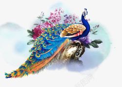 重阳节中国风淡雅水墨孔雀高清图片