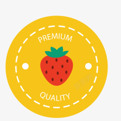 圆形装盘草莓卡通黄色的果汁标签矢量图高清图片