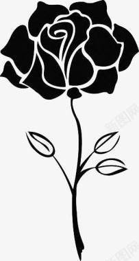 黑色手绘花卉剪影图标图标