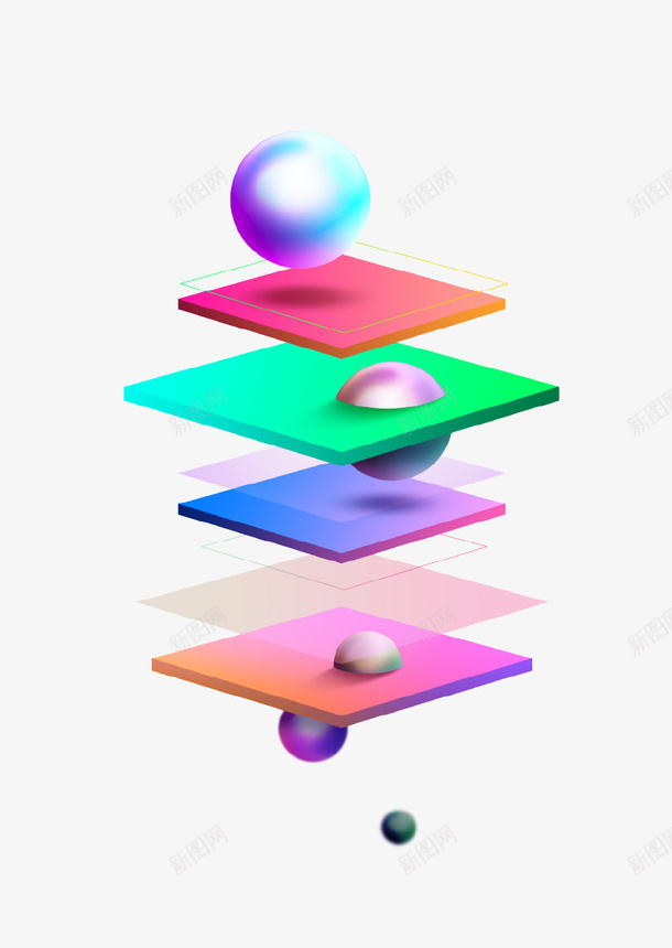 炫彩创意组合几何图形插画psd免抠素材_88icon https://88icon.com 几何 创意设计 小球 彩色 插画 炫酷 立体 背景