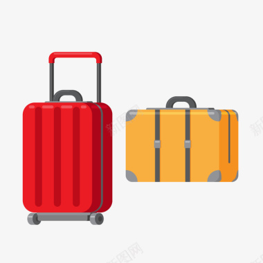 旅游红色旅行箱旅游主题元素矢量图图标图标
