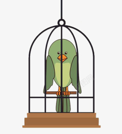 吊起的鸟笼里的小鹦鹉素材