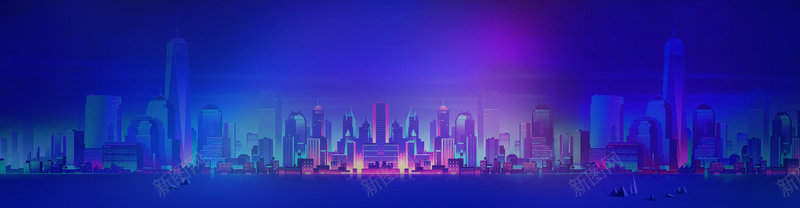 城市夜景紫色背景背景