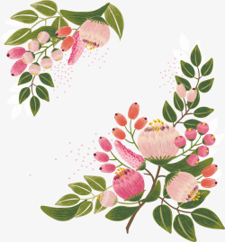 粉色花朵装饰框矢量图素材