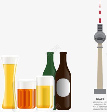 啤酒勇闯天涯广告元素扁平化德国文化元素图标图标