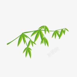 卡通柱子竹子卡通绿色竹叶简图高清图片