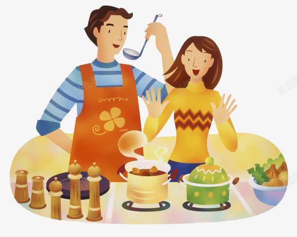 夫妻做饭png免抠素材_88icon https://88icon.com 做饭 夫妻 欢乐的夫妻 美食 餐具