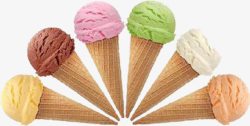 不同颜色的甜筒冰淇淋素材